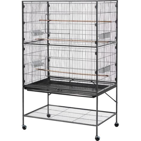 Mophorn Gabbia Voliera per Uccelli 930 x 580 x 1510 mm,Design Superiore Piatto,Realizzata in Ferro Battuto con Trespoli,Vassoio Rimovibile e Mangiatoie in Plastica,Ideale per Pappagalli e Cinciallegre (1/5)