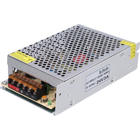 Alimentation à découpage 24V 75W, transformateur large application, protection surcharge, boîtier aluminium, alimentation DC S-75-24, usage industriel. (1/5)