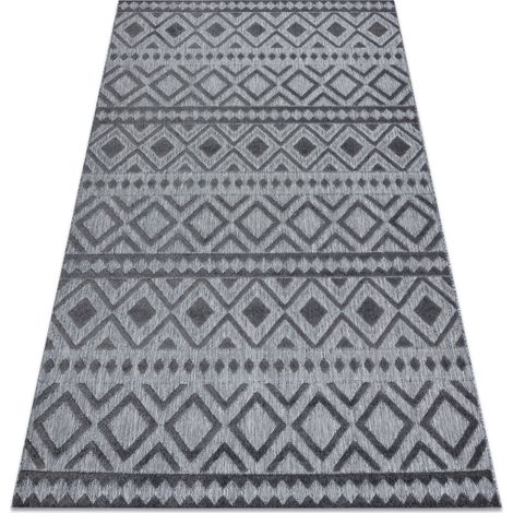 Carpet Structural SOLE D3852 Boho, diamonds - Flat woven grey grey 120x170 cm