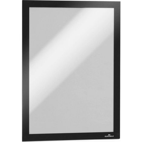 Durable 487201 Duraframe A4, Cornice Espositiva Adesiva, per Superfici Lisce e Solide, Formato A4, Confezione da 2 Pezzi, Nero
