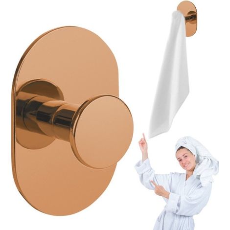 Gancio da bagno PORTA ASCIUGAMANI singolo da parete in acciaio oro rosa (1/3)