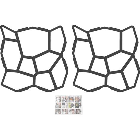 Lot de 2 moule de pavage en plastique, moule à béton irrégulières réutilisable, pour créer allées, chemins et terrasses de jardin, 50x50 cm, Noir (1/5)