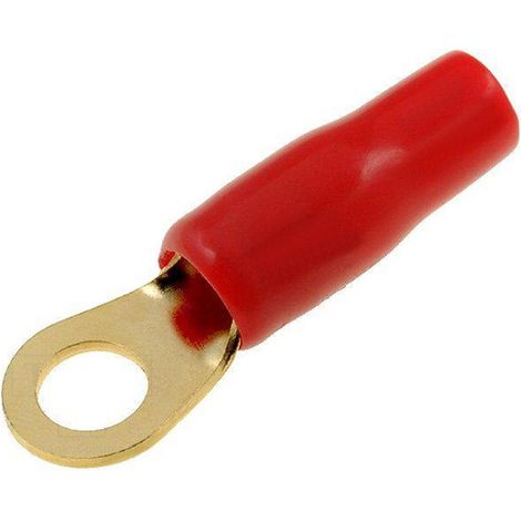50x Connecteurs anneau M6 10mm2 - dore isole rouge