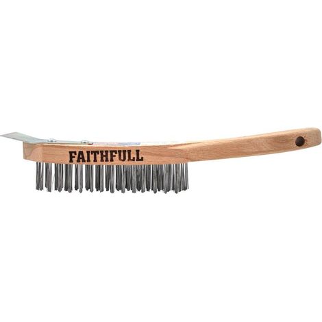 Faithfull Heavy-Duty Scratch Brush with Scraper - 4 Row FAI6804SRF