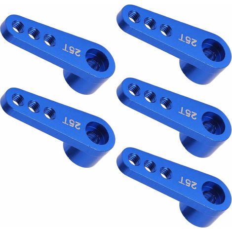 5 Bras de Servo en Alliage d'Aluminium Bleu pour Servomoteurs 25T, Compatibles avec MG946R, E9001, 02073 et 996R (1/5)