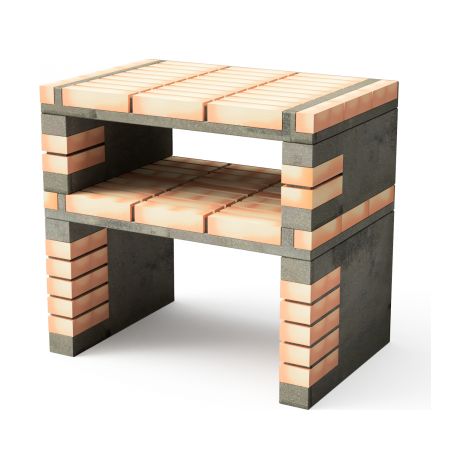 MOVELAR - Caballete lateral del módulo Californi Plus para Barbacoa de Obra Prefabricada (Gris, naranja - 86,5 x 58 x 58 cm) - Uso en Exteriores (1/2)