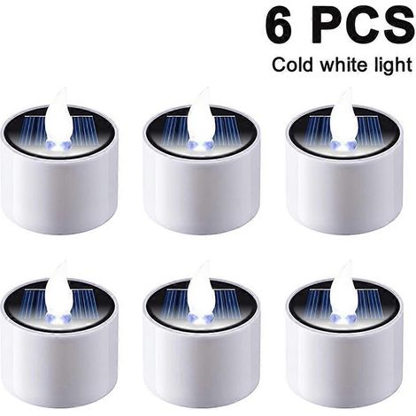 Bougies chauffe-plat solaires, lot de 6, rechargeables, à effet vacillant, sans flamme (1/4)