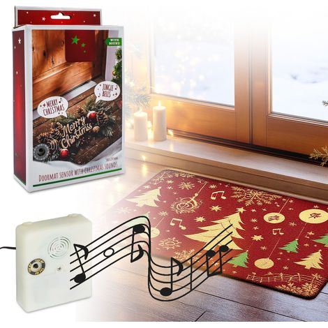 Musikalischer Türmatten Sensor mit 2 Weihnachtsliedern - 34 x 24 cm - Weihnachtsmusik Trittsensor für jede Fußmatte