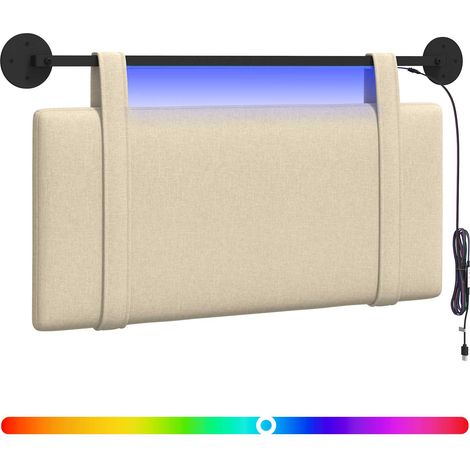 Maison Exclusive - Hängendes Kopfteil Mit LED Licht Creme Stoff