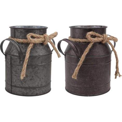 Pot de Fleurs en Fer Rétro 2pcs pour Succulentes et Plantes Style Vintage, Usage Décoratif pour Maison et Bureau, Format Facile à Transporter (1/5)