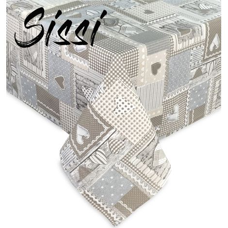 Nappe en coton SISSI APRICA BEIGE coton Cm.140x300 x18 personnes (1/3)