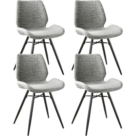 Set mit 4 Esszimmerstühlen aus Beau Grey aus Chenille-Stoff –