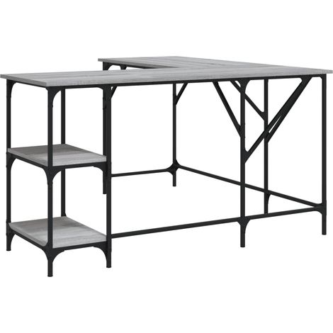 Bureau table poste de travail meuble d'ordinateur informatique étude sonoma 139 x 139 x 75 cm bois d'ingénierie gris
