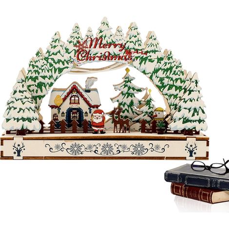 20,8 × 6,9 × 14,2 cm. Décoration de vitrine en forme de village de Noël, idéale pour les fêtes de Noël, la décoration intérieure, etc. (1/5)