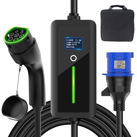 Type 2 Mobile Charger for Electric Cars, 7kW Portable Charging Cable with CEE Plug for Electric Vehicles, IP67 Waterproof, 7.5 Meter Type 2 Charging Cable with 32A, IEC 62 (1/5)