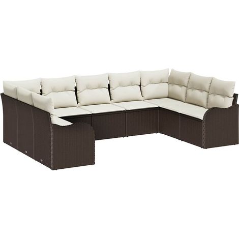 Garden Sofa Set Brown Poly Rattan vidaXL