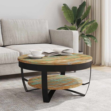 Table basse de salon, Table Café, Bois massif de récupération 65 x 32 cm OIB8745E (1/5)