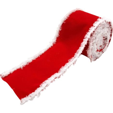 Nastro natalizio in velluto con bordo innevato e cornice in metallo, 10 cm, 9 m, rosso (1/5)