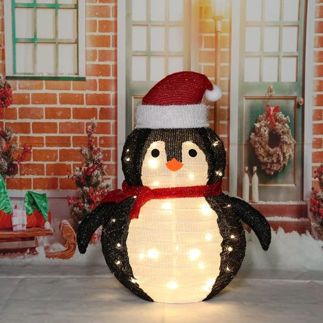 Décoration de jardin LED de Noël, Père Noël, Bonhomme de neige lumineux LED, pliable et rétractable, étanche IPX65, 56 x 36 cm (lumière chaude) (1/5)