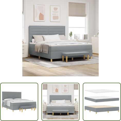 Matratze -  Boxspringbett mit Matratze Hellgrau 180 x 200 cm Stoff (1/5)