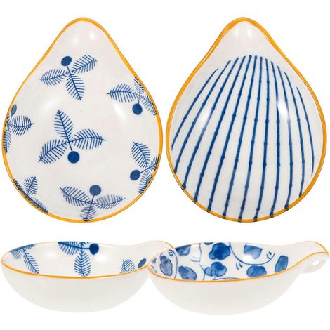 Lot de 4 supports de cuillères décoratifs en céramique, repose-cuillères multifonctions et plateau de service pour sauces (1/5)