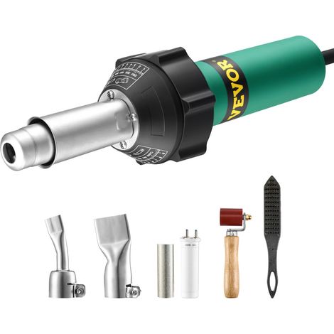 Soudeur Plastique Air Chaud, 1600 W, Pistolet Thermique PVC 50°C - 600°C, Kit Soudage de Toiture Plastique avec 2 Buses Plates, Rouleau de Joint, Noyau Chauffant, Brosse, pour Film PP PE PVC (1/5)