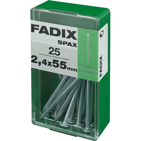 Caja s 25 unid. clavo cp acero 2,4x55mm fadix
