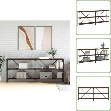 The Living Store Mesa consola hierro madera ingeniería roble marrón 180x30x75 cm - Mesa de entrada