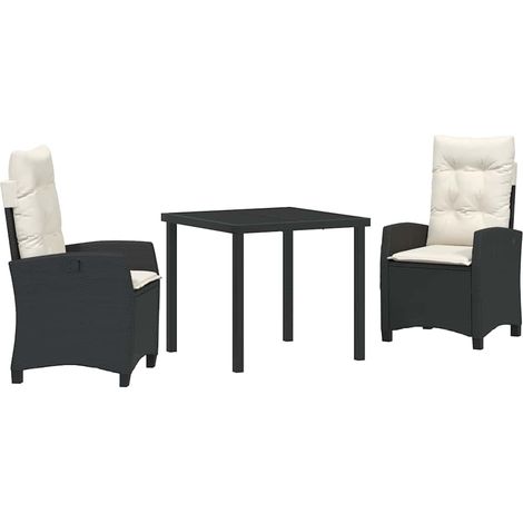 Ensemble de salle à manger pour jardin 3 pcs,Salon de jardin Noir polyrotin CFW18184 (1/5)