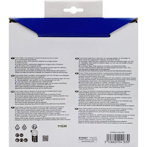 Tivoly • Lama per sega circolare • Ø190mm • 40 denti in metallo duro • Per tagliare legno duro • Per tagliare legno laminato