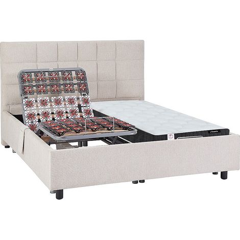 Letto relax elettrico solo sosp. + Materasso molle insac. e memory 2x70x190 Tessuto Beige - MANAM di DREAMEA