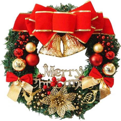 Guirlande De Noël - Couronne De Porte Artificielle En Plastique Souple - Pour Intérieur Et Extérieur - Diamètre 30 À 35 Cm - 1 Pièce (1/5)