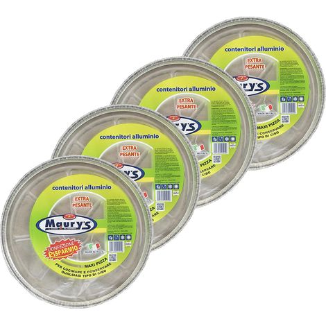 MAURY'S SET DA 3 CONTENITORI PER PIZZA IN ALLUMINIO GRANDE  5 PORZIONI (1/4)