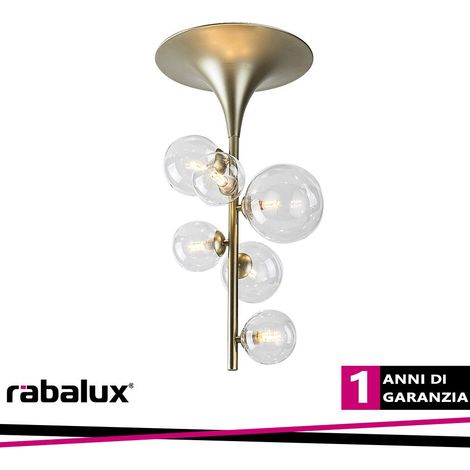 Plafoniera glamour ottone vetro 6xG9 Rabalux Aslov (1/3)