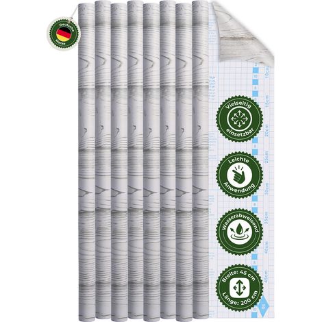 Klebefolie Klebefolie Möbel – Möbelfolie selbstklebend Holzoptik Eiche Weiß 2er Set, 2 x 45 x 200 cm, zuschneidbar, rückstandsfrei entfernbar – Veluxis