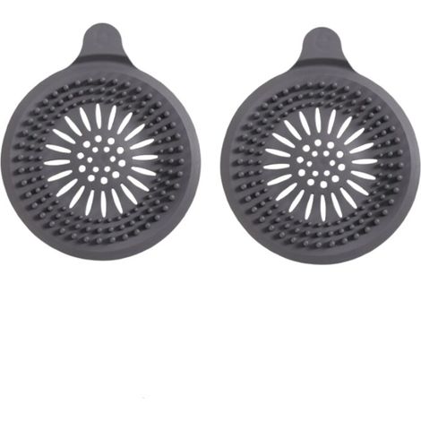 Lot de 6 crépines de vidange en silicone, protection pour bonde de douche et baignoire, grises (1/5)