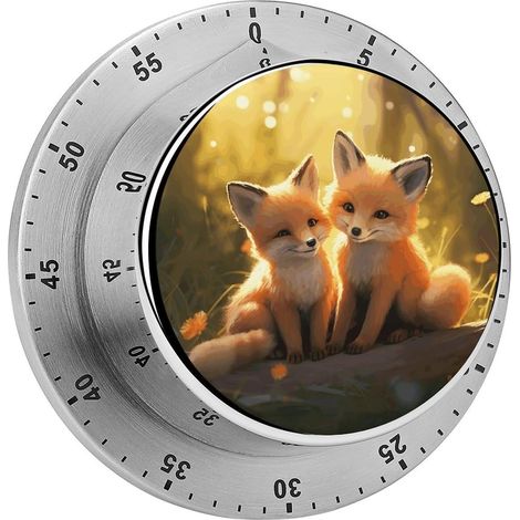 Minuteur en acier inoxydable forme de renard mignon avec base (1/5)