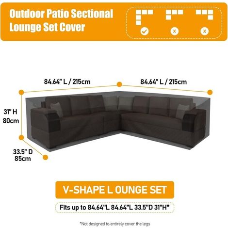 L-förmige Gartenmöbelabdeckung - Wasserdicht - Rattan - Ecksofa-Abdeckung - für Wohnzimmer (1/3)