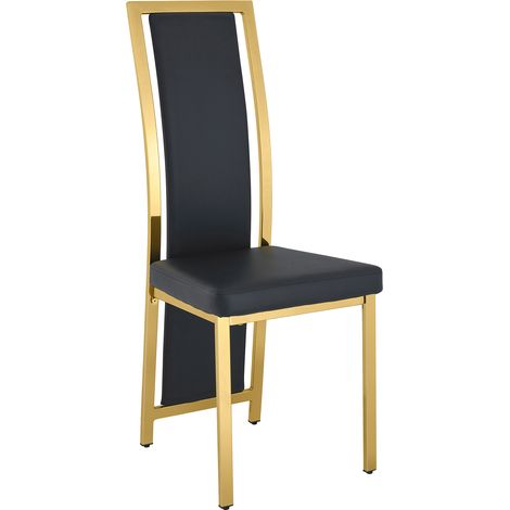 Conjunto de mesa redonda de vidrio templado 88 cm y 4 sillas negras PU HOMVRA (1/5)