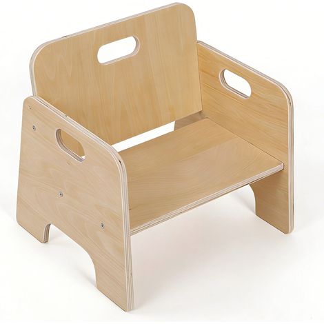 Relaxdays Kinderstuhl, Kleinkind ab 1 Jahr, Montessori & Autonomie, HxBxT: 32 x 33 x 29 cm, Kinderhocker, Holz, natur