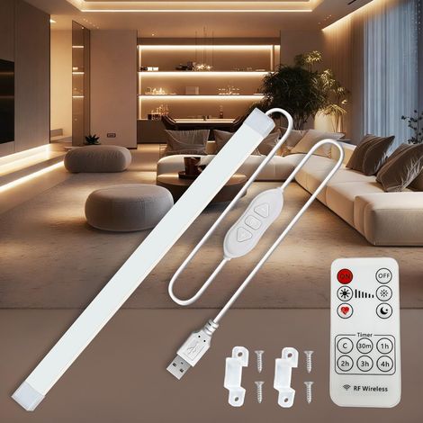 Éclairage sous meuble LED avec Télécommande, Ruban LED COB 5V Blanc Naturel 4000K, Éclairage d'armoire via USB, Dimmable, 8W, 800lm, Flexible, pour Placard, étagères, Miroir, Cuisine, 0,3M (1/5)