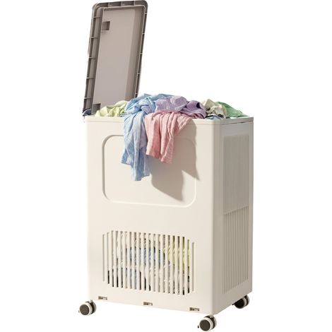 Cesto Portabiancheria Con Coperchio E Ruote – Capienza 123l, Plastica