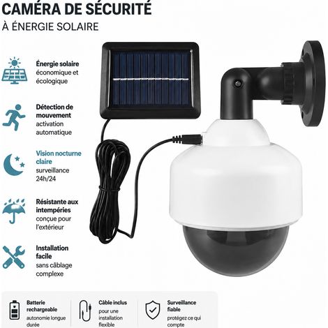 Applique murale solaire LED caméra factice modèle split sans télécommande réf 5278 500 g – Livraison gratuite