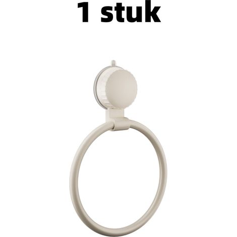 pièce - Porte-serviettes rond - Anneau porte-serviettes à ventouse - Installation sans perçage - Porte-serviettes mural pour salle de bain - 24 cm x 16,6 cm - Blanc (1/5)