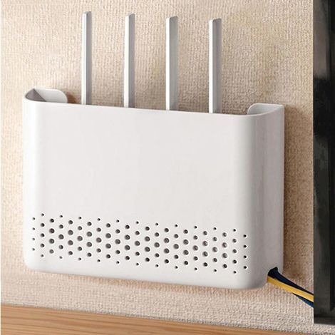 (Size:25x5x17cm)Rangement Box Internet, Boîte de Rangement pour Routeur WiFi, Étagère de Rangement Murale WiFi, pour Composants TV, Étagère WiFi Décoration Murale pour Salon Chambre Bureau (1/5)