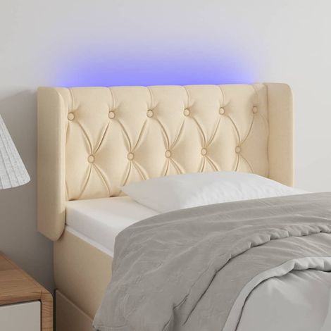 Tête de lit à LED - Design industriel - Pour Lit adulte - Crème 83x16x78/88 cm Tissu Chic-522291 (1/5)