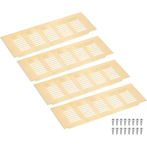Grille D'Aération, 4Pcs 225 X 80mm - Grille de Ventilation à Persiennes Rectangulaire en Maille D'Alliage D'Aluminium pour Armoire à Chaussures Dressing (Or) (1/5)