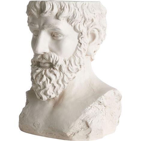 Cache-pot Décoratif Forme de Buste Masculin 35 x 23 x 42 cm Sculpture de Jardin Intérieur Extérieur Blanc Fulmine (1/5)