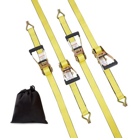 Ratschen-Spanngurte (4er-Set), 4.536 kg Bruchlast, Doppel-J-Haken, 5,1 cm x 68,6 cm, gepolsterte Griffe, zur Sicherung von Ladung, Haushaltsgeräten und Gartengeräten (1/5)