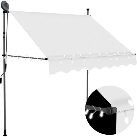 Auvent manuel rétractable avec LED 200 cm Crème vidaXL (1/7)
